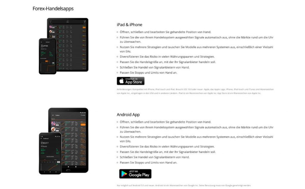 ZuluTrade Trading Über iOS und Android