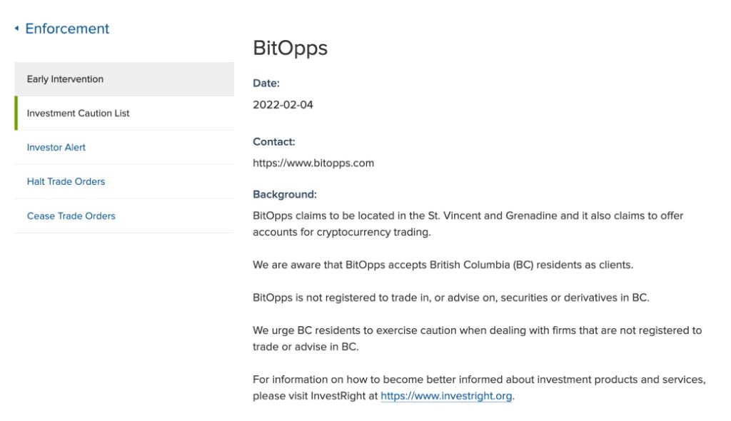 Warnungen vor BitOpps Handelsbetrug